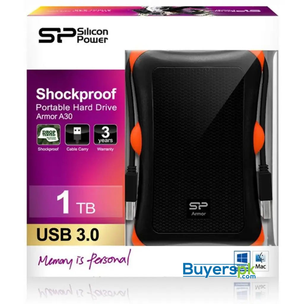 Silicon Power 1TB Rugged Portable External Hard Drive Armor A30 - Hard Drive Silicon Power 1TB Rugged Portable External Hard Drive Armor A30 - Hard Drive